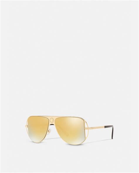 gold grecamania pilot sunglasses|Versace Grecamania Pilot Sunglasses for Men .